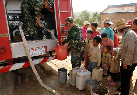 Firemen deliver life-saving water