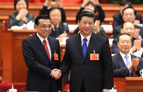十二屆全國(guó)人大一次會(huì)議決定李克強(qiáng)為國(guó)務(wù)院總理