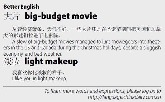 擦邊球 Touchline;菜鳥(niǎo) rookie;大片 big-budget moive