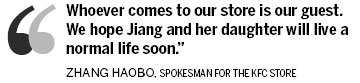 Sympathy flows for mother in KFC store