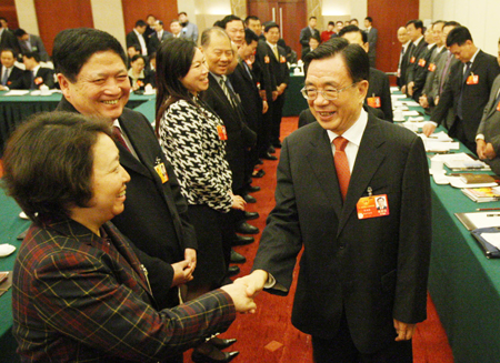 中共中央政治局常委、中央紀(jì)委書記賀國強看望人大福建代表團（組圖）