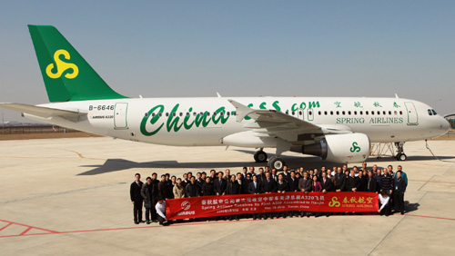 中國首家低成本航空公司接收天津總裝A320（圖）