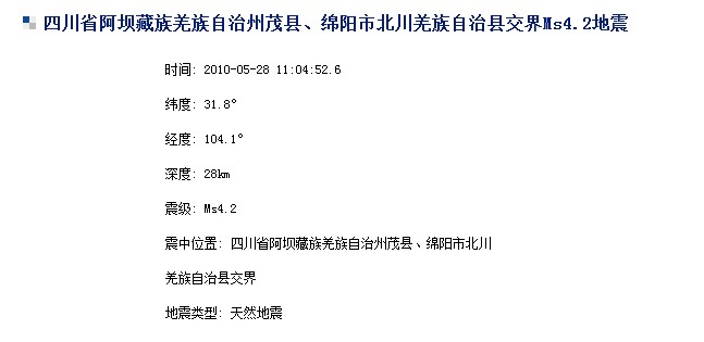 四川茂縣與北川交界發(fā)生4.2級(jí)地震 成都震感明顯