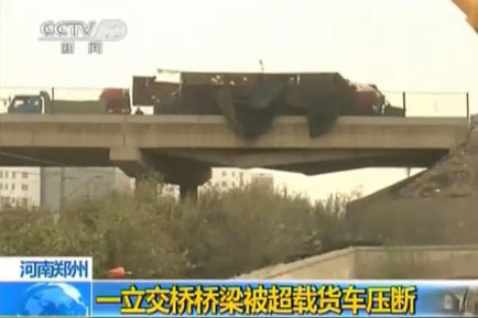 鄭州一跨京廣鐵路公路橋2承重梁被軋斷 列車經(jīng)過限速