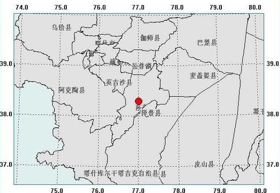新疆喀什莎車縣發(fā)生5.2級地震 震源深度10公里
