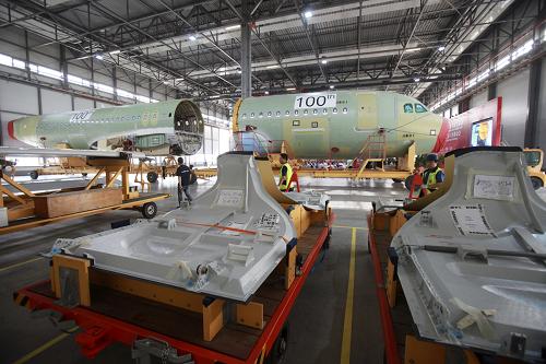 天津總裝第100架空客A320系列飛機(jī)將交付