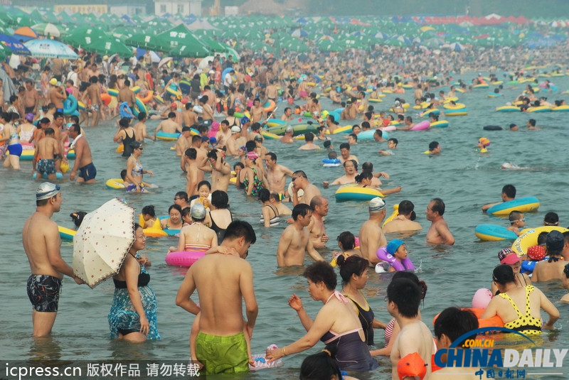 大連海濱浴場(chǎng)游客爆滿 迎盛夏客流高峰(組圖)