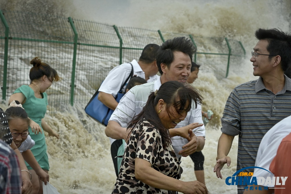 浙江海寧大潮沖下護(hù)堤