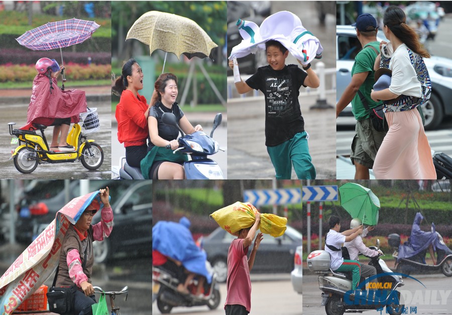 臺風(fēng)“百合”逼近海南 瓊海市民躲雨避風(fēng)各有高招