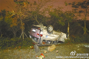 廣深高速沙井段：車行高速突爆胎側(cè)翻 1人被拋車外死亡
