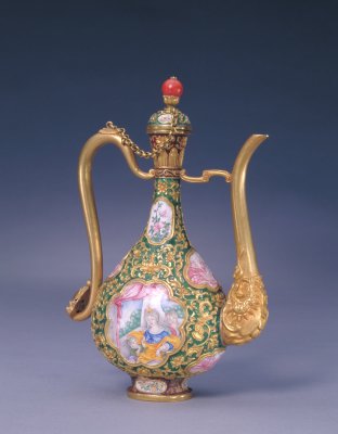 金胎鏨胎琺瑯嵌畫(huà)琺瑯執(zhí)壺