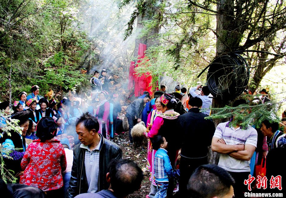 四川茂縣羌族感恩節(jié) 民眾齊聚祭祀太陽神