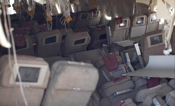 韓亞航空空難：失事飛機內(nèi)景曝光