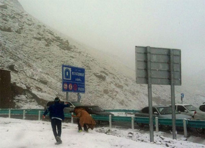 新疆八月飛雪打雪仗 內地高溫區(qū)網友羨慕不已