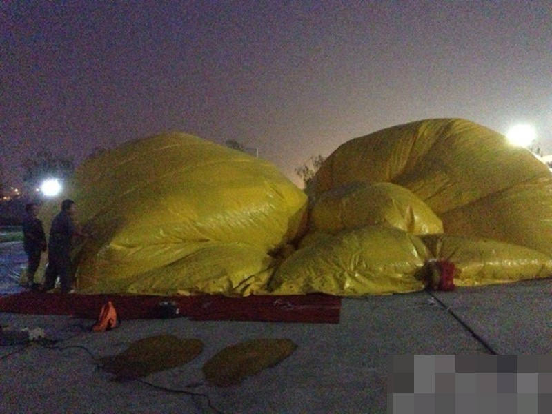 大黃鴨夜間亮相北京園博園 曝充氣全過(guò)程