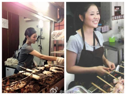 成都美女大學(xué)生烤魷魚(yú)月入10萬(wàn) 被稱