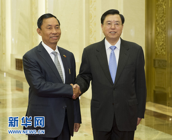 張德江與緬甸聯(lián)邦議會(huì)議長吳瑞曼舉行會(huì)談