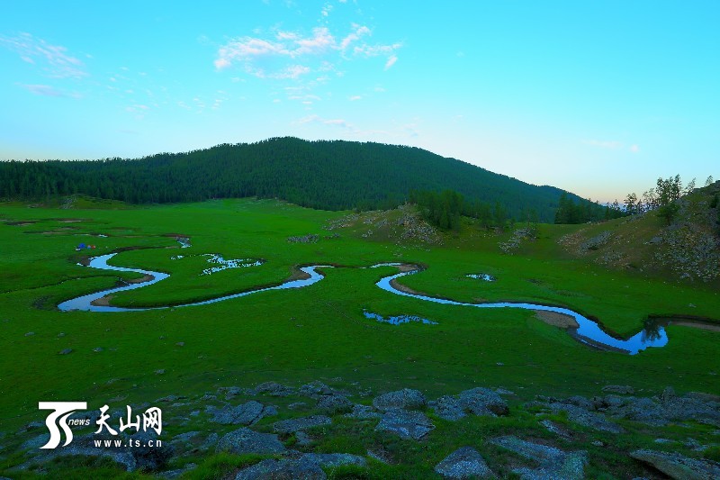 新疆哈巴河縣齊巴爾鄉(xiāng)夏牧場(chǎng)風(fēng)景如畫