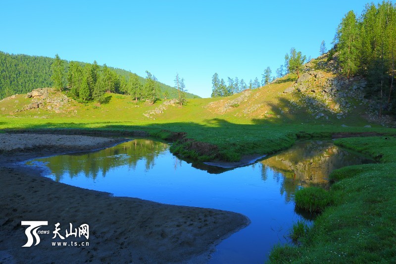 新疆哈巴河縣齊巴爾鄉(xiāng)夏牧場風景如畫