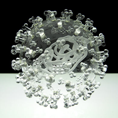 英藝術(shù)家制作玻璃雕塑展示H1NI病毒