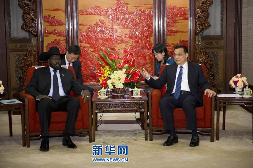 李克強會見南蘇丹總統(tǒng)基爾