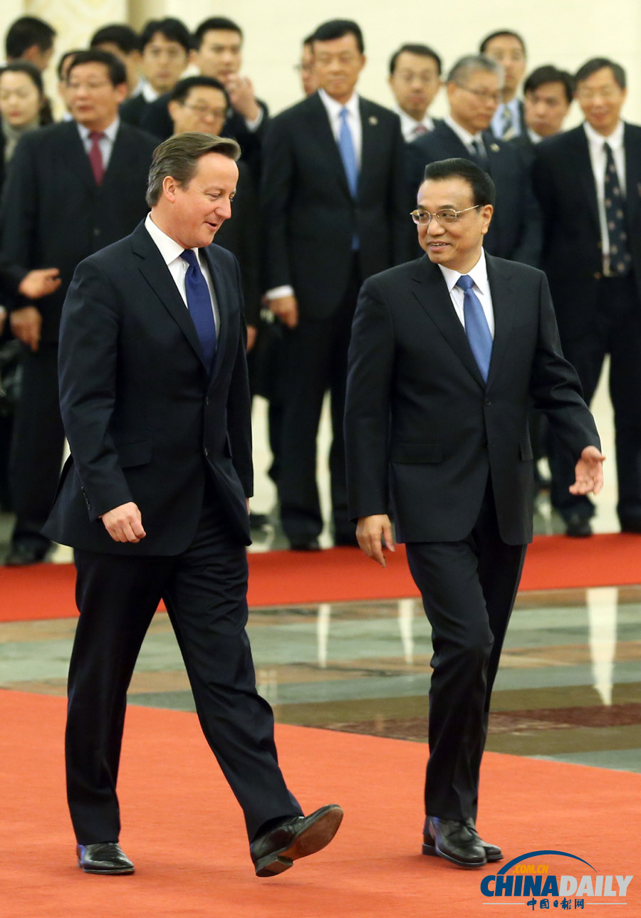 李克強舉行儀式歡迎英國首相卡梅倫訪華
