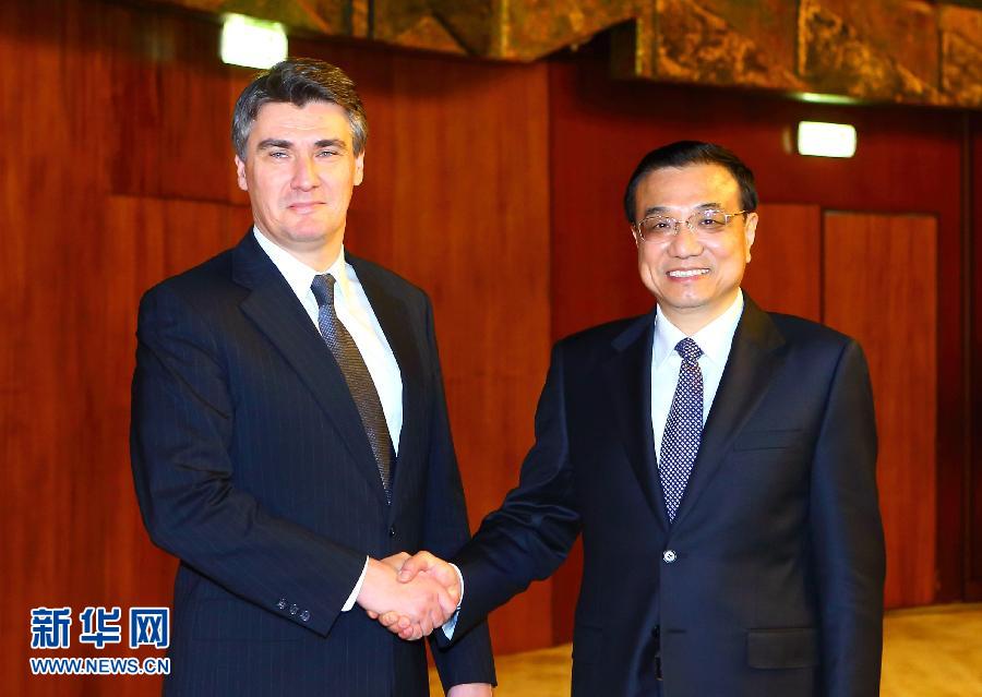 李克強(qiáng)會(huì)見克羅地亞總理米拉諾維奇