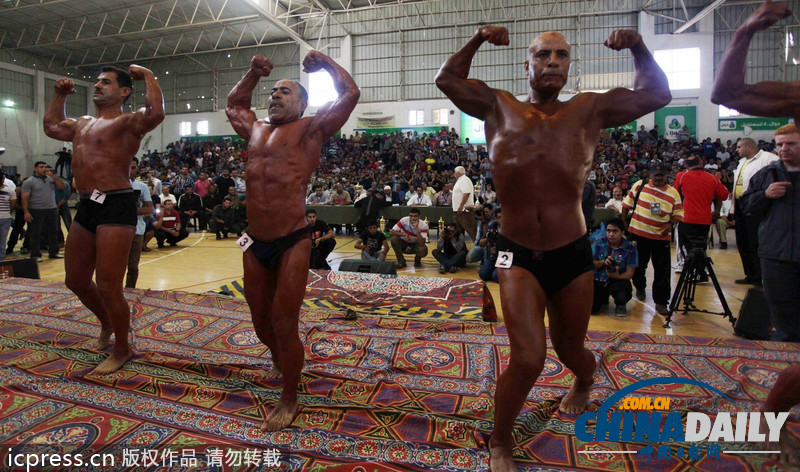 巴勒斯坦舉行罕見(jiàn)健美大賽 中東猛男展示完美肌肉