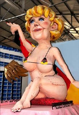 德國(guó)女候選人靠默克爾低胸海報(bào)招攬人氣