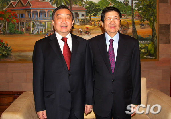 柬埔寨副首相索安會(huì)見國務(wù)院新聞辦公室主任王晨
