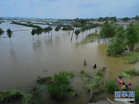 臺(tái)風(fēng)暴雨逼停京哈線70趟列車 沖鋒舟進(jìn)車站