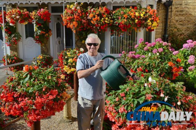 英國(guó)74歲盲人種植鮮艷花卉 靠觸覺和嗅覺做園藝