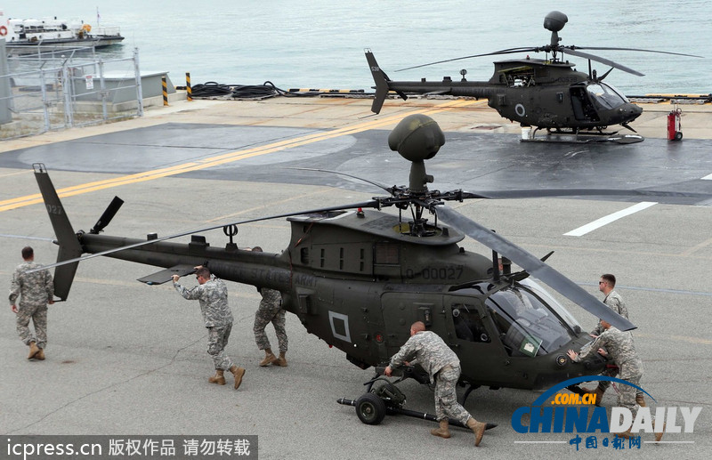 美軍武裝直升機(jī)大隊(duì)進(jìn)駐韓國 加強(qiáng)半島防務(wù)（圖）