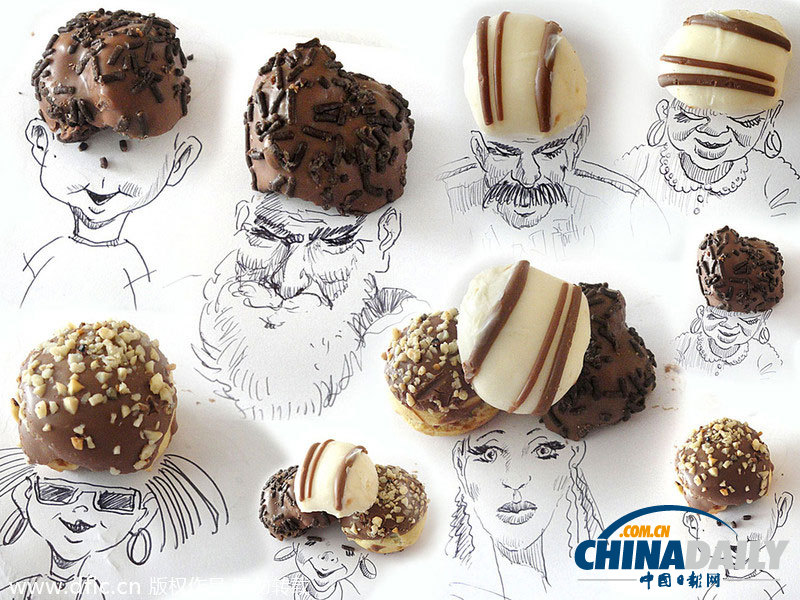 巴西藝術(shù)家趣味鉛筆畫 爆米花堅果剪刀亦能作畫
