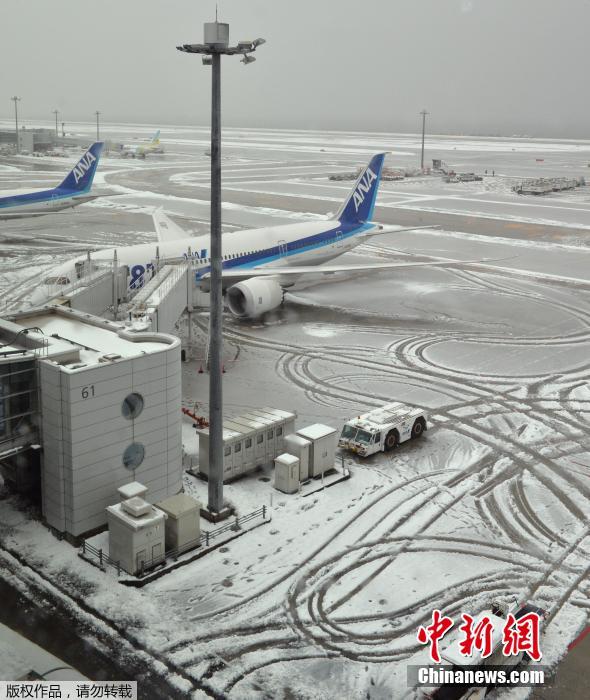 日本關(guān)東遭遇暴雪 路面積雪嚴(yán)重交通混亂