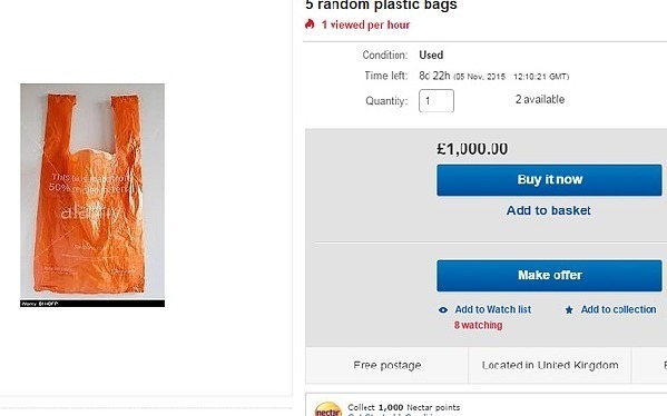 英新規(guī)引發(fā)“血案”，eBay驚現(xiàn)1000英鎊塑料袋