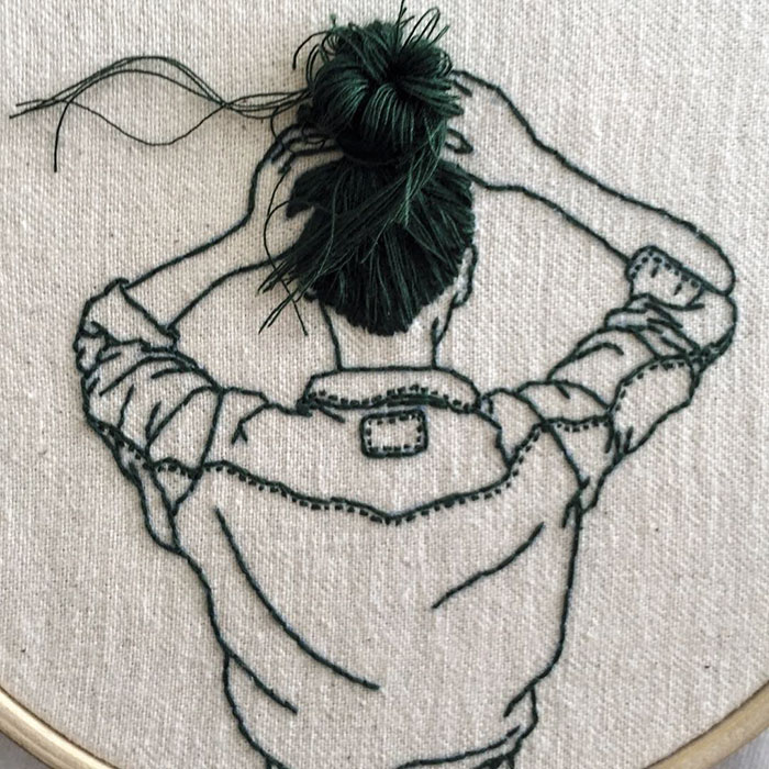 3D刺繡藝術(shù)：奪畫而出的長(zhǎng)辮（組圖）