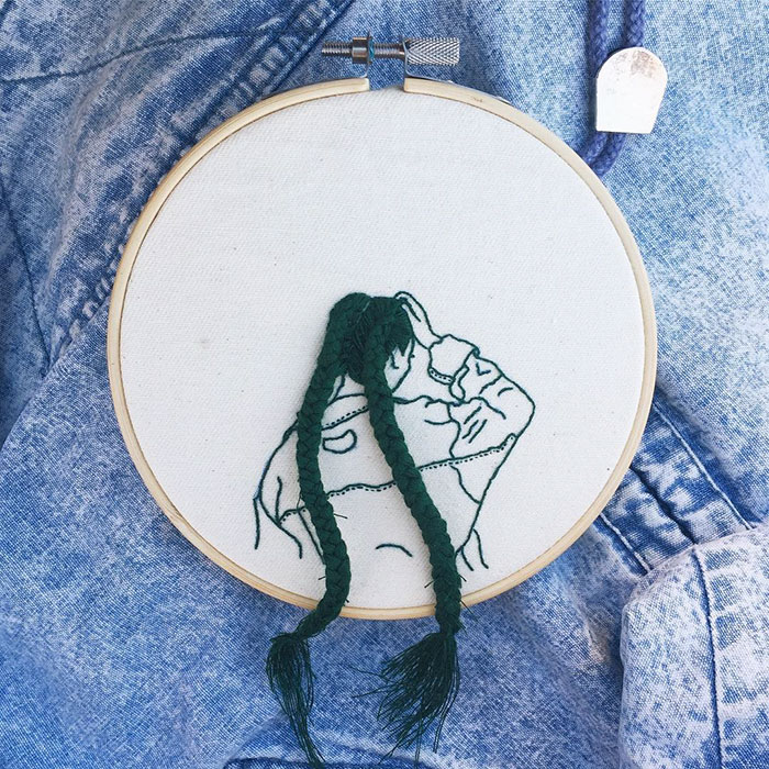3D刺繡藝術(shù)：奪畫而出的長(zhǎng)辮（組圖）