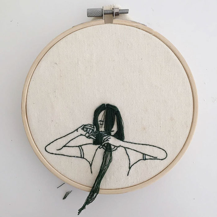 3D刺繡藝術(shù)：奪畫(huà)而出的長(zhǎng)辮（組圖）