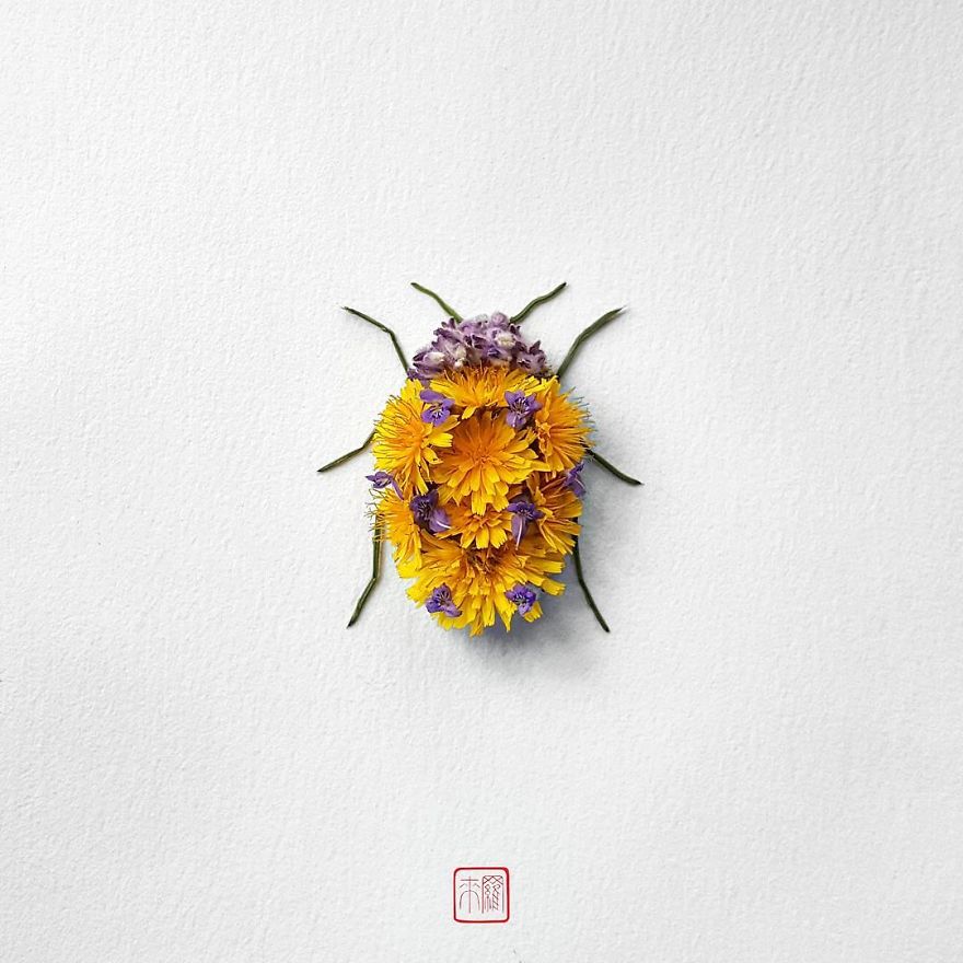 你怕蟲子嗎？來看看這些用花瓣做成的蟲子（組圖）