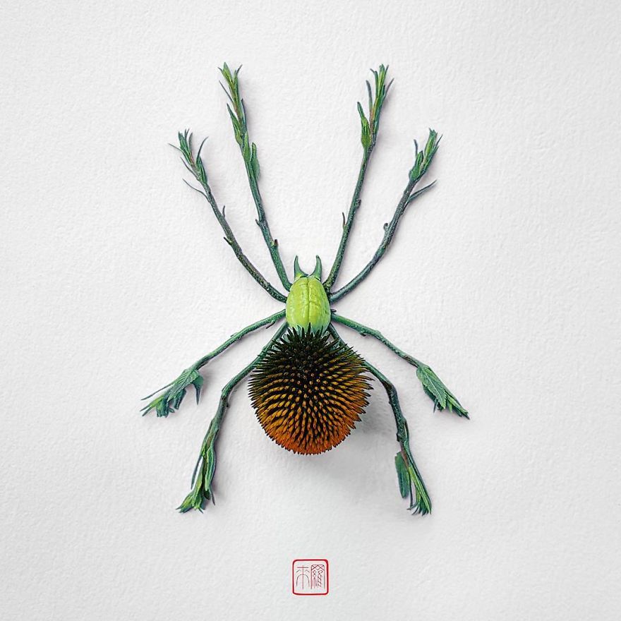 你怕蟲子嗎？來(lái)看看這些用花瓣做成的蟲子（組圖）