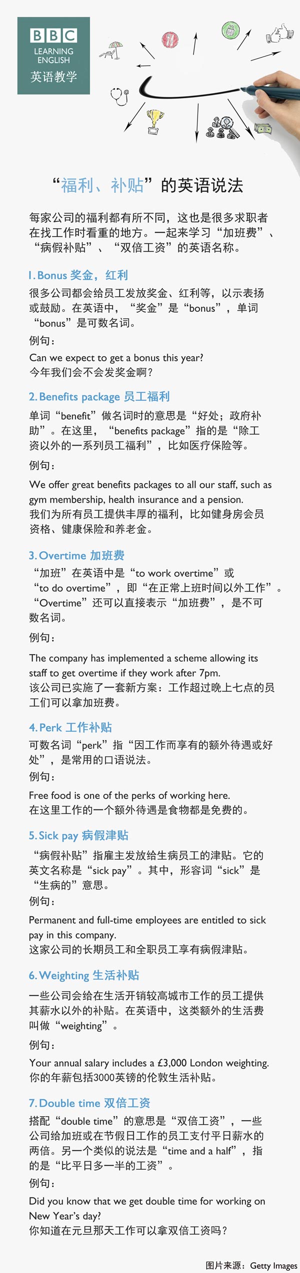 “福利、補(bǔ)貼”的英語(yǔ)說(shuō)法