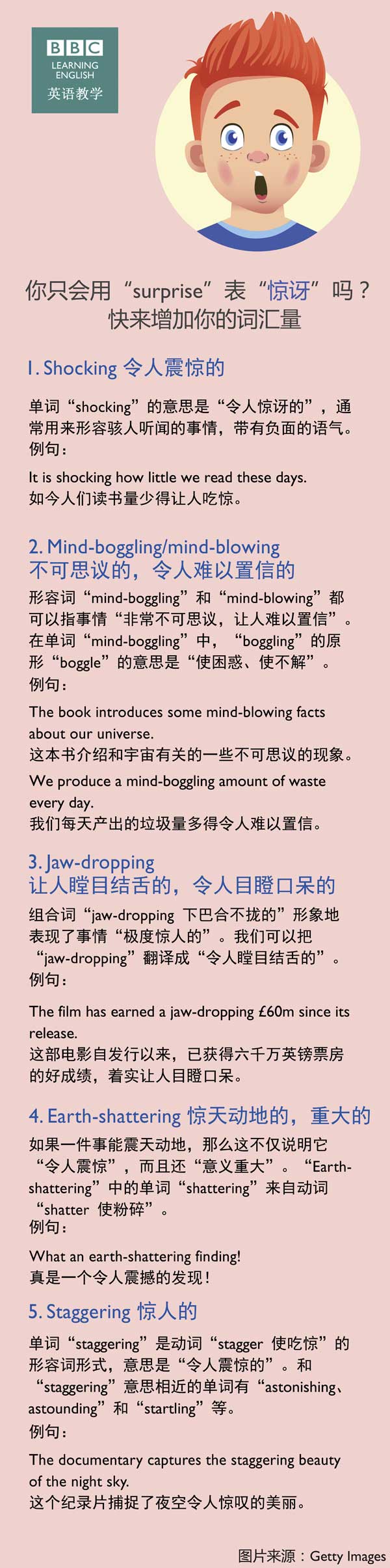 你只會(huì)用“surprise”表“驚訝”嗎？快來增加你的詞匯量