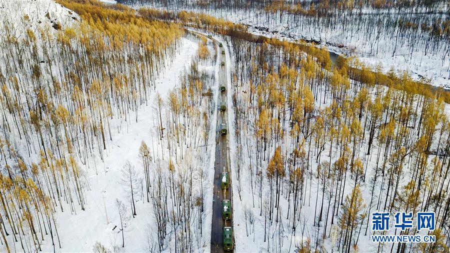 Firefighters withdraw from snow-covered forest