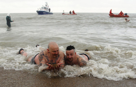 New year swimming event in Belgium