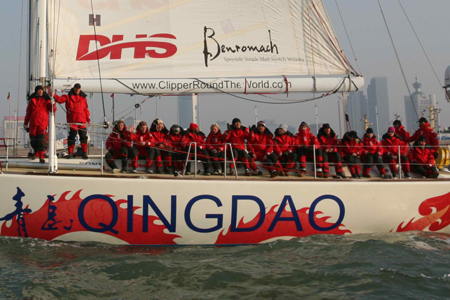 The <EM>Qingdao</EM> yacht arrives at its home port