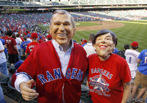 Ceremonial first pitch by the Bushes