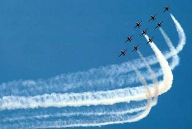 Air show by Indian air force aerobatics team 