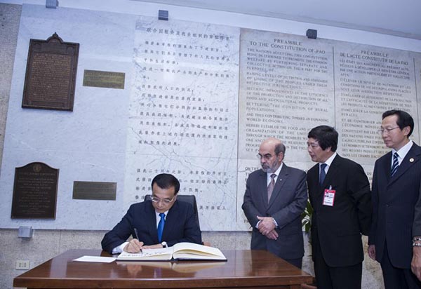 Chinese premier meets director-general of UN FAO in Rome