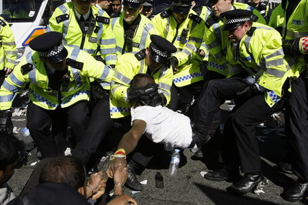 Tamil protesters block road outside UK parliament